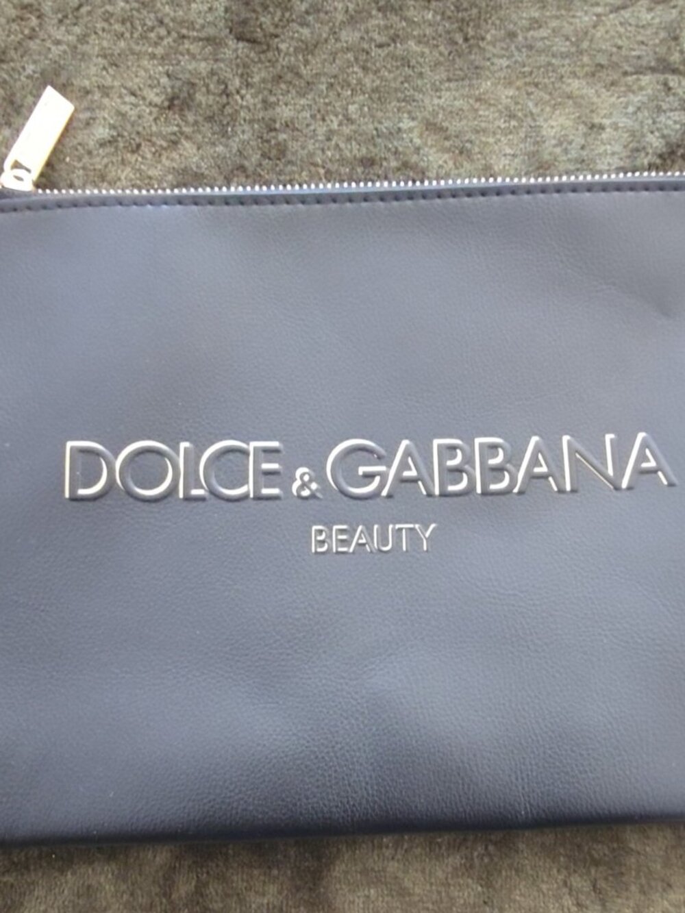 Dolce & Gabbana Beauty Navy Faux Leather Zip Pouch Clutch Cosmetic Bag - Picture 1 of 5